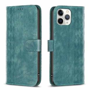 For iPhone 11 Pro Plaid Embossed Leather Phone Case(Green)