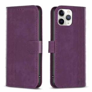 For iPhone 11 Pro Plaid Embossed Leather Phone Case(Purple)