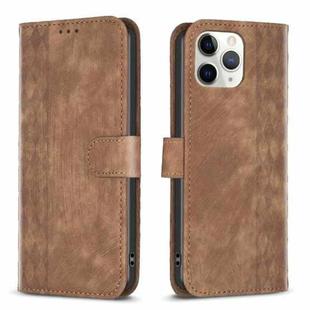For iPhone 11 Pro Max Plaid Embossed Leather Phone Case(Brown)