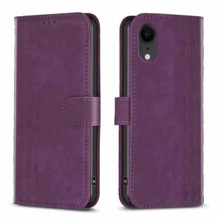 For iPhone XR Plaid Embossed Leather Phone Case(Purple)