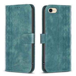 For iPhone SE 2022 / 7 / 8 Plaid Embossed Leather Phone Case(Green)