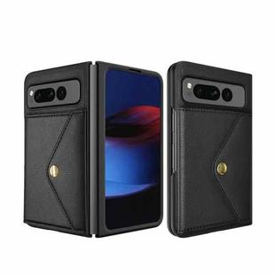 For Google Pixel Fold Litchi Texture Integrated Phone Case with Card Bag(Black)