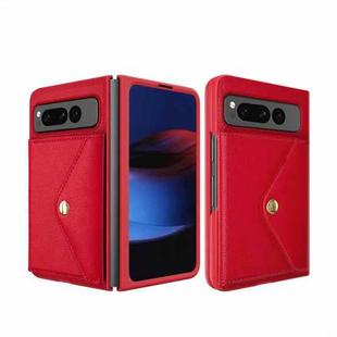 For Google Pixel Fold Litchi Texture Integrated Phone Case with Card Bag(Red)