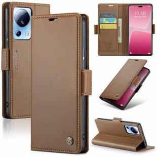 For Xiaomi 13 Lite CaseMe 023 Butterfly Buckle Litchi Texture RFID Anti-theft Leather Phone Case(Brown)