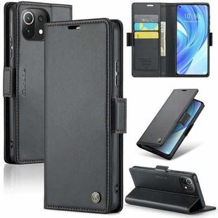 For Xiaomi Mi 11 Lite CaseMe 023 Butterfly Buckle Litchi Texture RFID Anti-theft Leather Phone Case(Black)