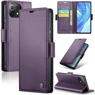 For Xiaomi Mi 11 Lite CaseMe 023 Butterfly Buckle Litchi Texture RFID Anti-theft Leather Phone Case(Pearly Purple)