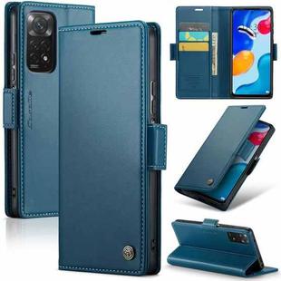 For Xiaomi Redmi Note 11 4G Global CaseMe 023 Butterfly Buckle Litchi Texture RFID Anti-theft Leather Phone Case(Blue)