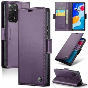 For Xiaomi Redmi Note 11 4G Global CaseMe 023 Butterfly Buckle Litchi Texture RFID Anti-theft Leather Phone Case(Pearly Purple)
