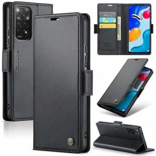 For Xiaomi Redmi Note 11S Global CaseMe 023 Butterfly Buckle Litchi Texture RFID Anti-theft Leather Phone Case(Black)