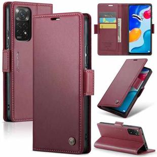 For Xiaomi Redmi Note 11S Global CaseMe 023 Butterfly Buckle Litchi Texture RFID Anti-theft Leather Phone Case(Wine Red)