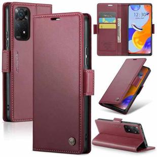 For Xiaomi Redmi Note 11 Pro Global CaseMe 023 Butterfly Buckle Litchi Texture RFID Anti-theft Leather Phone Case(Wine Red)
