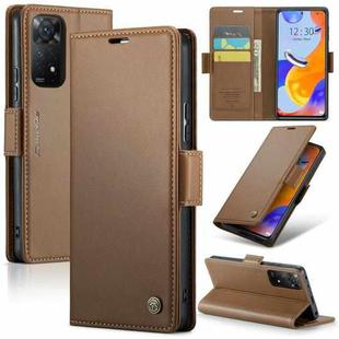 For Xiaomi Redmi Note 11 Pro 5G Global CaseMe 023 Butterfly Buckle Litchi Texture RFID Anti-theft Leather Phone Case(Brown)