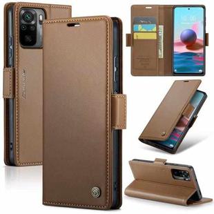 For Xiaomi Redmi Note 10 4G/Note 10S CaseMe 023 Butterfly Buckle Litchi Texture RFID Anti-theft Leather Phone Case(Brown)