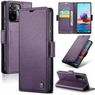 For Xiaomi Redmi Note 10 4G/Note 10S CaseMe 023 Butterfly Buckle Litchi Texture RFID Anti-theft Leather Phone Case(Pearly Purple)