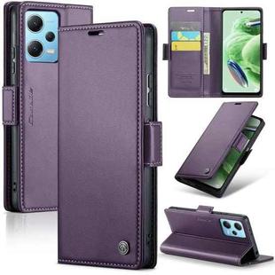 For Xiaomi Redmi Note 12 5G Global CaseMe 023 Butterfly Buckle Litchi Texture RFID Anti-theft Leather Phone Case(Pearly Purple)