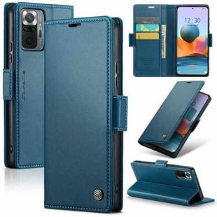 CaseMe 023 Butterfly Buckle Litchi Texture RFID Anti-theft Leather Phone Case For Xiaomi Redmi Note 10 Pro Max/Redmi Note 10 Pro 4G(Blue)