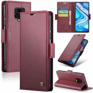 For Xiaomi Redmi Note 9S/Note 9 Pro/Note 9 Pro Max CaseMe 023 Butterfly Buckle Litchi Texture RFID Anti-theft Leather Phone Case(Wine Red)