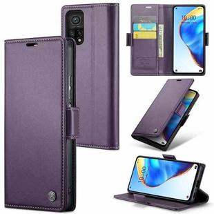 For Xiaomi Mi 10T 5G／10T Pro 5G CaseMe 023 Butterfly Buckle Litchi Texture RFID Anti-theft Leather Phone Case(Pearly Purple)