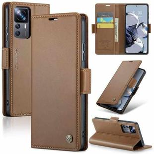 For Xiaomi 12T /12T Pro/Redmi K50 Ultra CaseMe 023 Butterfly Buckle Litchi Texture RFID Anti-theft Leather Phone Case(Brown)