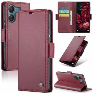 For Xiaomi Redmi 13C 4G / 13C 5G CaseMe 023 Butterfly Buckle Litchi Texture RFID Anti-theft Leather Phone Case(Wine Red)