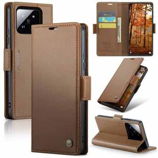For Xiaomi 14 Pro CaseMe 023 Butterfly Buckle Litchi Texture RFID Anti-theft Leather Phone Case(Brown)