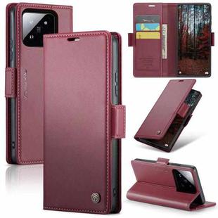 For Xiaomi 14 CaseMe 023 Butterfly Buckle Litchi Texture RFID Anti-theft Leather Phone Case(Wine Red)