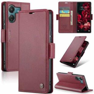 For Xiaomi Poco C65 4G CaseMe 023 Butterfly Buckle Litchi Texture RFID Anti-theft Leather Phone Case(Wine Red)