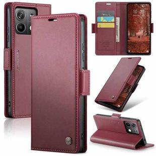 For Xiaomi Redmi Note 13 5G CaseMe 023 Butterfly Buckle Litchi Texture RFID Anti-theft Leather Phone Case(Wine Red)