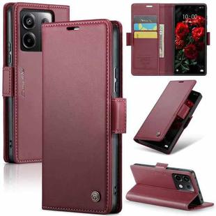 For Xiaomi Redmi Note 13 Pro 5G CaseMe 023 Butterfly Buckle Litchi Texture RFID Anti-theft Leather Phone Case(Wine Red)