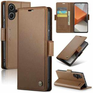 For Xiaomi Redmi Note 13 Pro+ 5G CaseMe 023 Butterfly Buckle Litchi Texture RFID Anti-theft Leather Phone Case(Brown)