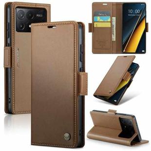 For Xiaomi Poco X6 Pro 5G/Redmi K70E 5G CaseMe 023 Butterfly Buckle Litchi Texture RFID Anti-theft Leather Phone Case(Brown)