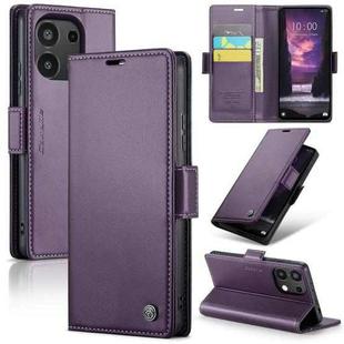 For Xiaomi Redmi Note 13 4G CaseMe 023 Butterfly Buckle Litchi Texture RFID Anti-theft Leather Phone Case(Pearly Purple)