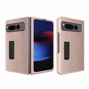 For Google Pixel Fold Litchi Texture Integrated Shockproof Phone Case with Holder(Gold)