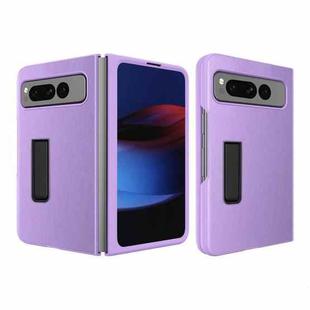 For Google Pixel Fold Litchi Texture Integrated Shockproof Phone Case with Holder(Purple)