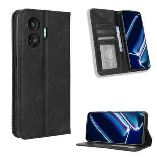 For Realme GT Neo5 SE Magnetic Buckle Retro Texture Leather Phone Case(Black)