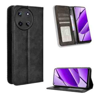 For Realme 11 4G Foreign Magnetic Buckle Retro Texture Leather Phone Case(Black)