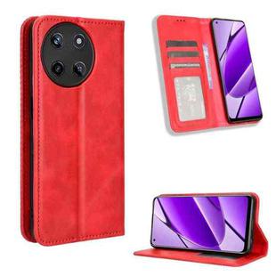 For Realme 11 4G Foreign Magnetic Buckle Retro Texture Leather Phone Case(Red)