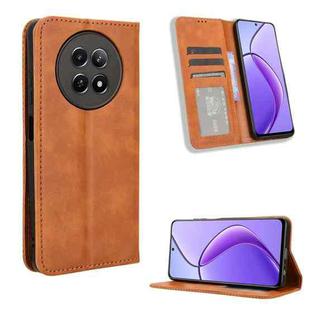 For Realme 12 / 12X 5G Magnetic Buckle Retro Texture Leather Phone Case(Brown)