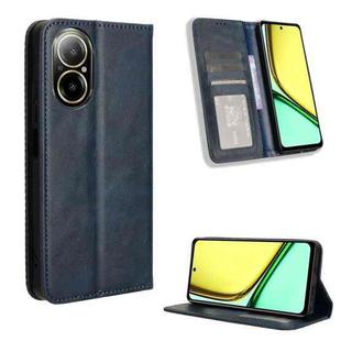 For Realme C67 4G Magnetic Buckle Retro Texture Leather Phone Case(Blue)