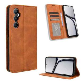 For Realme C65 4G Magnetic Buckle Retro Texture Leather Phone Case(Brown)