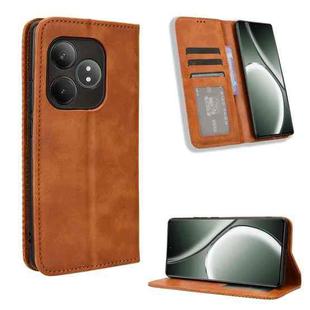 For Realme GT Neo6 SE 5G Magnetic Buckle Retro Texture Leather Phone Case(Brown)