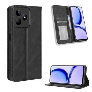 For Realme Note 50 4G Magnetic Buckle Retro Texture Leather Phone Case(Black)