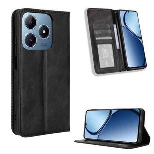 For Realme C63 4G / C61 4G / Narzo N63 4G Magnetic Buckle Retro Texture Leather Phone Case(Black)