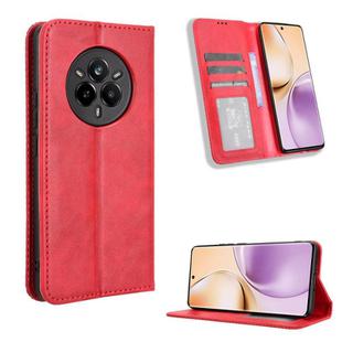 For Realme 14 Pro 5G Magnetic Buckle Retro Texture Leather Phone Case(Red)