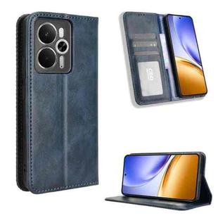 For Realme 14 5G Magnetic Buckle Retro Texture Leather Phone Case(Blue)
