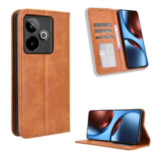 For Realme GT 7 5G Magnetic Buckle Retro Texture Leather Phone Case(Brown)