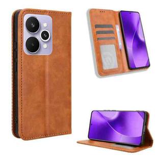 For Realme 15 5G / 15 Pro 5G Magnetic Buckle Retro Texture Leather Phone Case(Brown)
