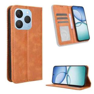 For Realme 15T 5G Magnetic Buckle Retro Texture Leather Phone Case(Brown)