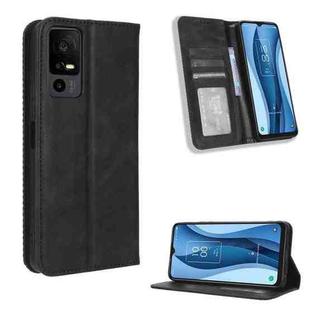 For TCL 40 XE 5G Magnetic Buckle Retro Texture Leather Phone Case(Black)