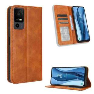 For TCL 40 XE 5G Magnetic Buckle Retro Texture Leather Phone Case(Brown)